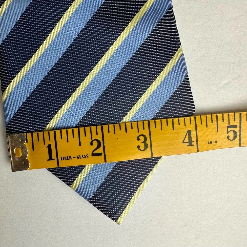 Paul‎ Smith London Blue Yellow Diagonal Striped Silk Men’s Repp Neck Tie Handmad